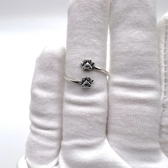 .925 Sterling Silver Adjustable Paw Ring - Picture 6 of 12